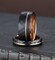 Men's wedding band, rose gold strip, black hammered tungsten carbide ring, gift for him, men's wedding ring, black ring, comfort fit ring product 3